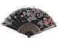 Preview: Hand fan 24 cm black red white gold flowers