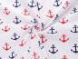 Preview: 0.5 m cotton maritime anchor white red navy blue fabric