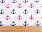 Preview: 0.5 m cotton maritime anchor white red navy blue fabric