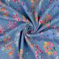 Preview: PIQUE SUPER STRETCH denim blue multicolor flowers
