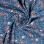 Preview: PIQUE SUPER STRETCH Jeansblau Multicolor Blumen Kirschen