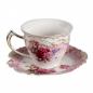 Preview: Tea cup with handle and saucer Victorian style pink rose gold painted