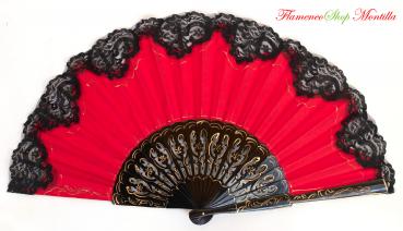 Flamencofächer aus Holz mit spitze schwarz/rot oder rot/schwarz
