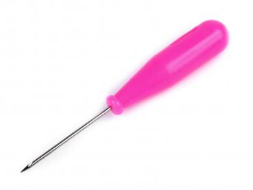 Awl with hook pink length 12 cm needle size 2 mm for shoes, bags