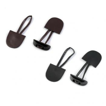 Toggle fastener on synthetic leather 15 cm black or brown