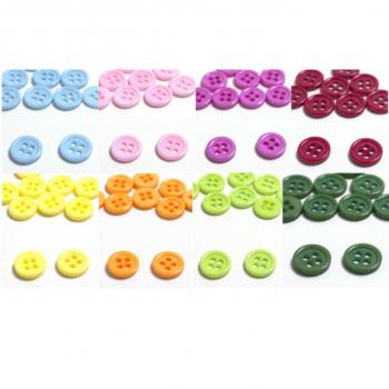Mini Kunststoffknöpfe Ø8,5 mm viele Farben runder Knopf 4 Löcher Kinderknöpfe