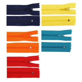 Reißverschluss 18cm nicht teilbar 3 mm Spirale Gelb Rot Orange Blau