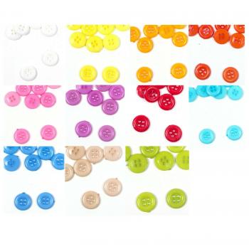 Kunststoffknopf Ø 12,6 mm viele Farben runder Knopf 4 Löcher Kinderknopf
