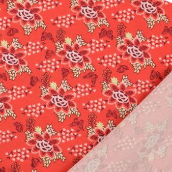 Cotton jersey floral pattern red multicolor