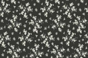 Baumwolle schwarz mit weißen Blumen