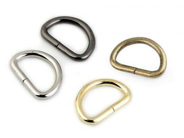 10St. D-Ringe Innenloch 20mm; außen 19x26mm Halbrund Halbringe D Ringe Metall