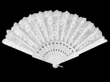 Fan hand fan with glitter white vintage length 24 cm for dance bride wedding
