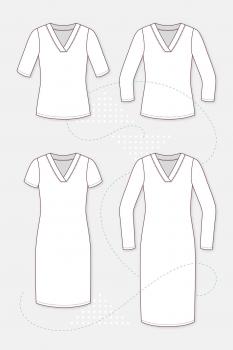 GRACE paper sewing pattern Pattydoo women shirt women shirt dress V-neck