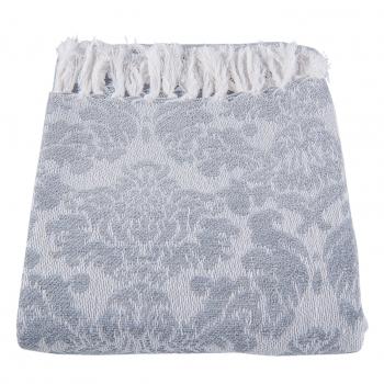 Plaid Baumwolle mit Fransenborte Grau 130*150 cm
