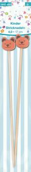 Gründl Kinderstricknadeln Bambus Stricknadeln f. Kinder Bär Länge 17 cm Stärke 4