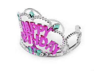 Children's birthday crown Happy Birthday Pink Silver