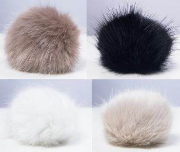 Artificial fur bobble with eyelet Ø 8 cm for hat handbag pendant handicrafts