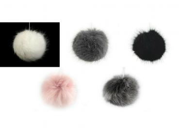 Artificial fur bobble with eyelet Ø 9 cm for hat handbag pendant handicrafts