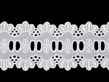 Madeira embroidered lace cotton white width 65 mm