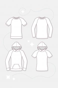 MAXI paper pattern Pattydoo teenie raglan shirt for boys and girls shirt