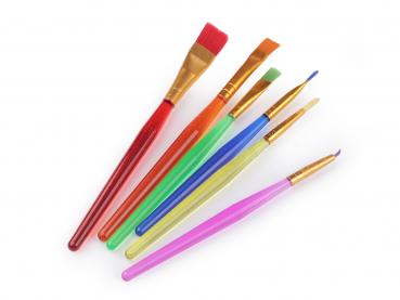 Set of 6 painting brushes painting on paper wood ceramic textile