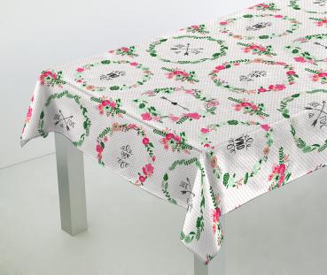 Stoff für Tischdecken Schmutzabweisend Blumen Pink Baumwolle Polyester mit Teflonharz behandelt 140 cm Breite Landhausstil modern