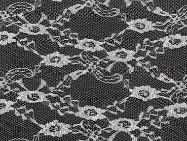 Synthetic Lace White Flowers Non Elastic Vintage Fabric