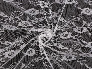 Synthetic Lace White Flowers Non Elastic Vintage Fabric