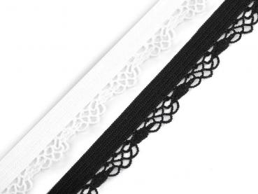 1 m Ziergummi 12 mm breit Gummiband Wäschegummi weiß schwarz elastisches Band