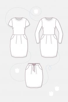 CHLOE Schnittmuster von Pattydoo Damen Sweatkleid Jerseykleid Kleid Tulpenkleid