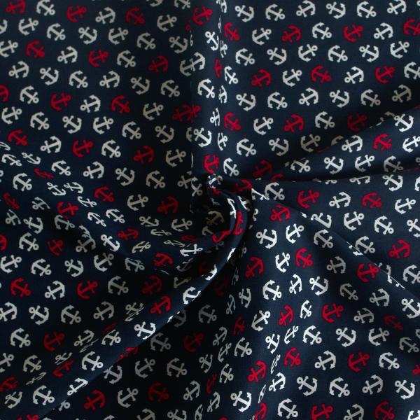 0.5 m cotton maritime anchor navy blue red white yard goods fabric cotton fabric