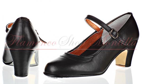 Flamenco shoes 250/T5 nailed in smooth leather black nailed