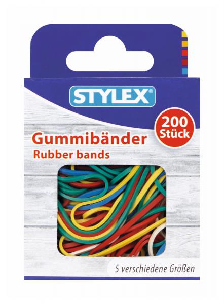 Rubber bands 200 pieces assorted colors 5 sizes