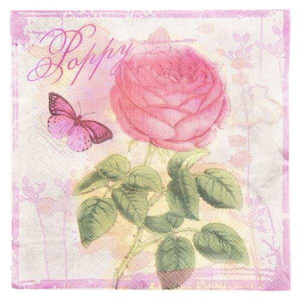 Papierservietten Rose Schmetterling