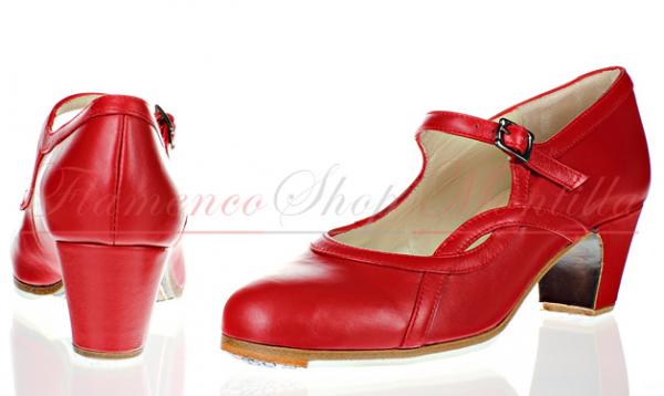 Flamenco shoes by Begoña Cervera Arco I red smooth leather