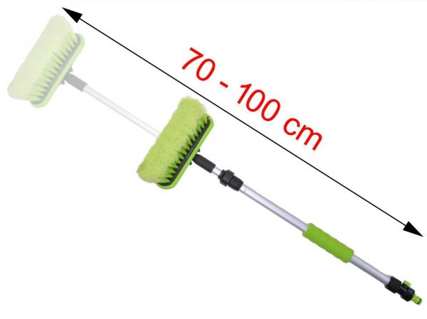 Car wash brush, telescopic rod made of aluminum, water hose connection, car care