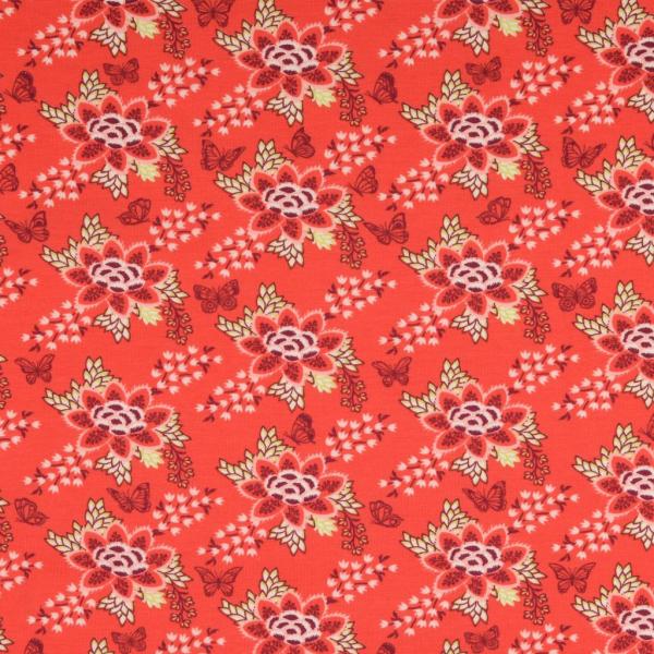 Cotton jersey floral pattern red multicolor