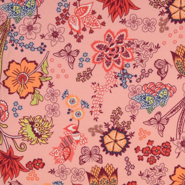 Cotton jersey floral pattern pink multicolor