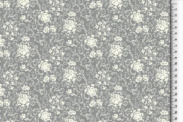Baumwolle Grau mit weißem Blumenmuster