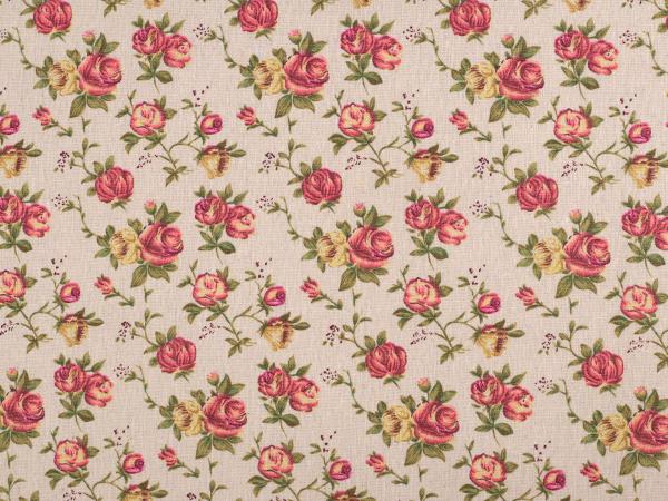 0.5 m cotton beige with roses red yellow
