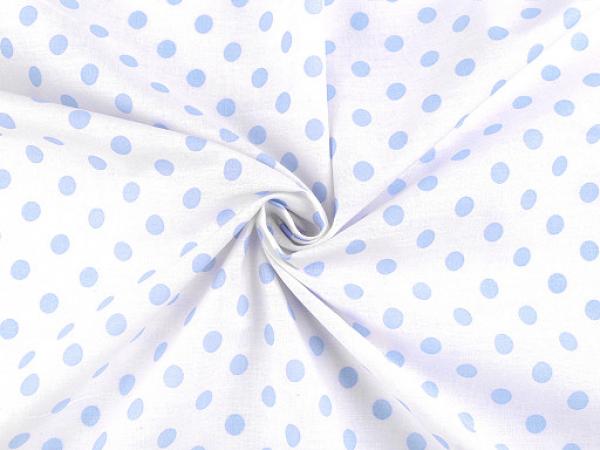 fabric cotton dots white light bleu