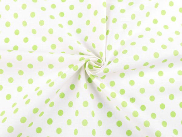 fabric cotton dots white light green