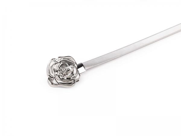 Damen Gürtel Metall elastisch 67-110 cm Breite 0,9 cm elegant Rose oder Blatt