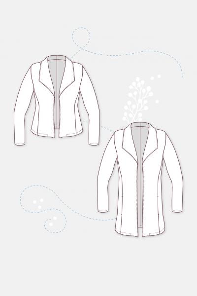 ELLEN paper sewing pattern from Pattydoo women's blazers and long blazers