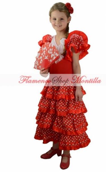 Flamencokleid für Kinde rot/weiß