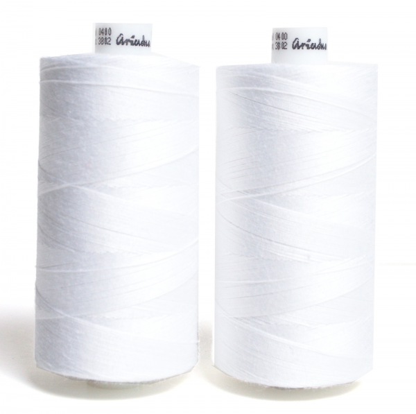 2 pieces x 1000 m. Cotton sewing thread washable at 95 degrees white boil-proof