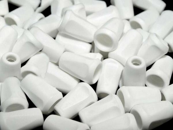 cord end Ø4mm white or black 12 x 17 mm plastic end piece for cord