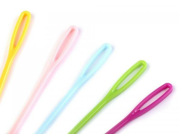 5 colored plastic needles 75 mm for knitted, crocheted or as weaving needles