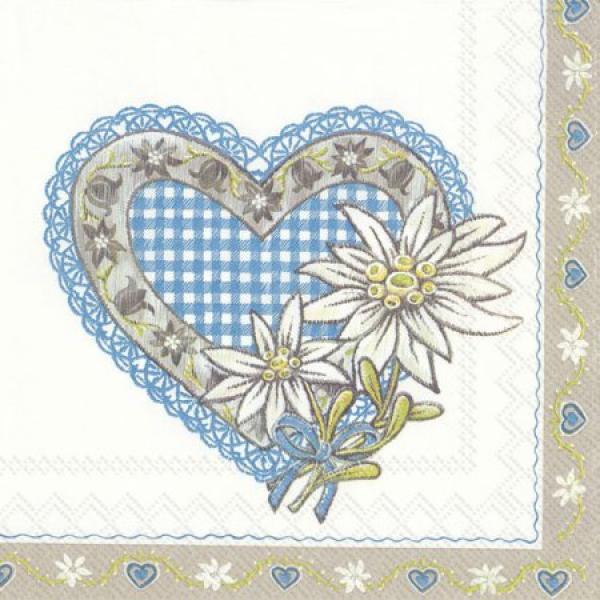 Lunch napkins LOVELY EDELWEISS blue