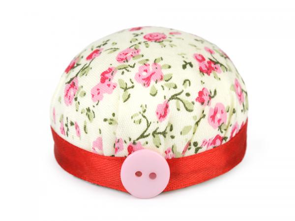 Pin cushion for wrist Ø60mm with rubber band flower pattern
